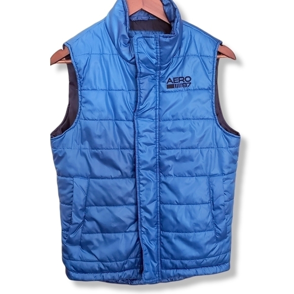 Aeropstale Blue Puffer Vest size Small Full Zip logo - Picture 8 of 8